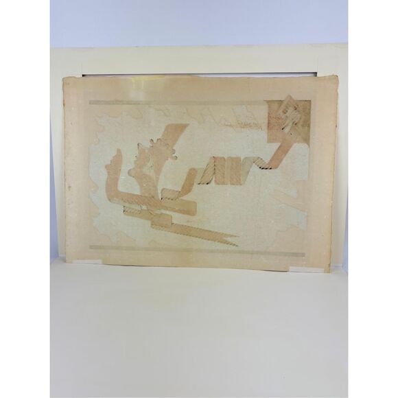 Vtg 1977 Mask Wood Block Print Japanese Kunihiro Amano Signed Numbered Framed - Picture 9 of 16